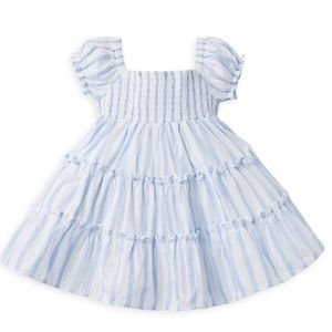 Janie & Jack Baby Girl's Blue & White Stripe Smocked Dress